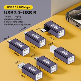 Askoppo Mini USB Male to MIDI Female Adapter, Mini USB Male to USB B Printer Adapter for Printers MIDI E-Piano Synthesizer and More Mini USB Connector Device/Laptop (Pack of 2)