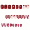 24 Pcs Christmas Press on Nails Short Square French Fake