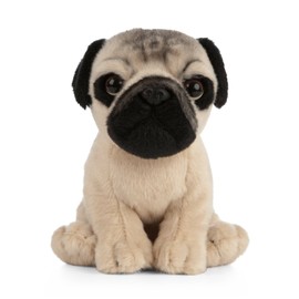 Living Nature Pug Puppy, Realistic Soft Cuddly Dog Toy, Naturli Eco-Friendly Plush, 16cm