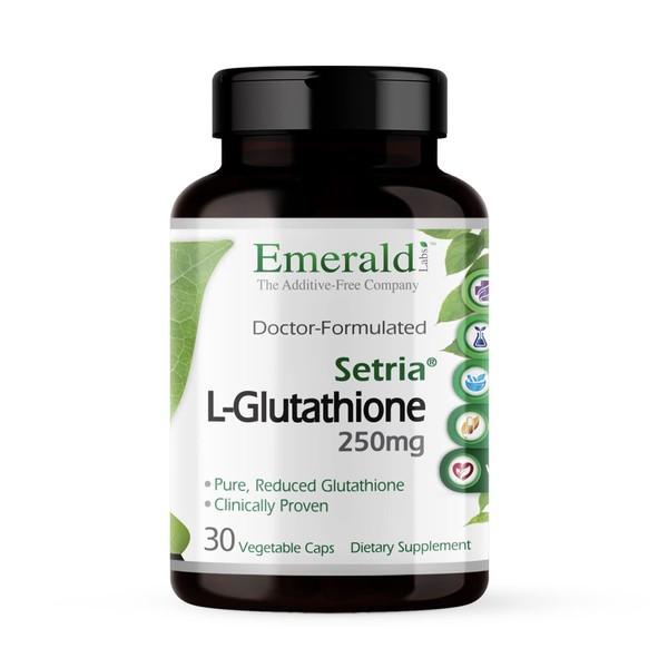 Emerald Labs Setria L-Glutathione - Dietary Supplement with Reduced Glutathione for Healthy Liver, Cellular Cleanse, and Immune Health - 30 Vegetable Capsules