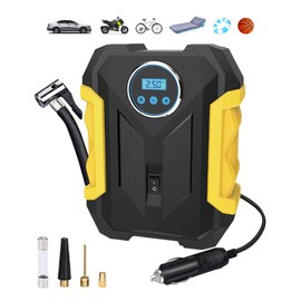 Tragbarer Kompressor Autoreifen,Kompressor Fahrrad,12V Luftkompressor Autoreifen Pumpe und Fahrradpumpe Elektrisch mit LED-Licht-Pumpe für Auto,Motorrad,Fahrräder,Bälle,Luftkissen Geschenke für Männer