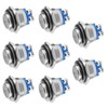 Pack of 8 Push Button 16 mm Push Buttons, Metal