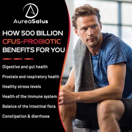 Aureasalus Probiotics for Men – 500 Billion CFU, 12 Strains with Cranberry, Turmeric & Goji Berry – Gluten & Dairy Free, 60 Capsules