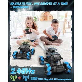 iappadore Remote Control Car, RC Stunt Control Truck with 360° Rotation, Sideway Drift, Spray, All Terrain 4WD RC Stunt Hobby Cars for 6-12 Years Old Boys Birthday Gifts