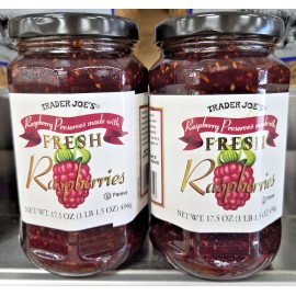 Trader Joe's Raspberry Preserves made with Fresh Raspberries 17.5oz (2 Jars)