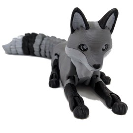 3D Printed Fox - Made to Order Articulated Multicolor Fidget Figure, Medium (Silver)