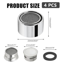 Litoexpe 55/64 Inch Faucet Aerator 4 PCS, Kitchen Sink Aerator Replacement Parts, Sink Faucet Female Thread Faucet Filter with Brass Shell and Gasket for Bathroom