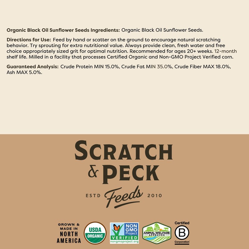 Scratch and Peck Black Oil Sunflower Seeds Chicken and Duck