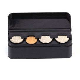 Portable Car Coin Holder Car Coin Storage Box Coin Organiser with Cover Black Taxi Driver Coin Dispenser Change Storage Box Suitcase Container Car Home Office 11.5 x 4 x 3.6 cm