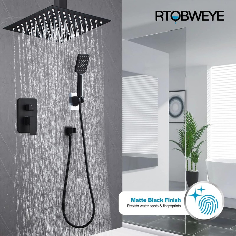 RTOBWEYE 8 Inch Shower Faucet Set Ceiling Mount, High Pressure