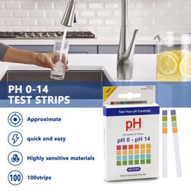Yanzeo 100pcs pH Test Strips Kit, Universal Application (pH 0-14), Testing pH for Saliva, Soap, Urine, Liquids, Water, Laboratory