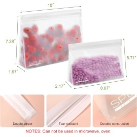 SPLF 8-Pack Reusable Silicone Storage Bags, BPA-Free, Leakproof, Dishwasher Safe (4 H