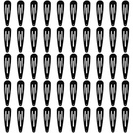50 Pack Black Metal Snap Hair Clips for Women – Simple Design, Smooth Surface, Hair Accessories
