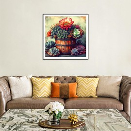 AMORARS Succulent Diamond Painting Kit for Adults, 5D Succulent Flower Diamond Art Beginners - DIY Full Diamond Dot Gem Art Paintings, Suitable Gifts, and Home Decoration Crafts，12x12Inch