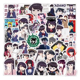 62Pcs Komi Cant Communicate Anime Stickers Pack, Japanese Manga Merch Vinyl Waterproof Sticker Decals for Water Bottle,Skateboard,Laptop,Phone,Journal,Scrapbooking,Bumper for Kids Teens Adults…