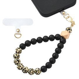 BEEFLYING Silicone Beaded Phone Wrist Strap, Cellphone Lanyard with Tether Tab, Elastic Hands-Free Wristlet Bracelet for Woman (Mixed Colors 1)