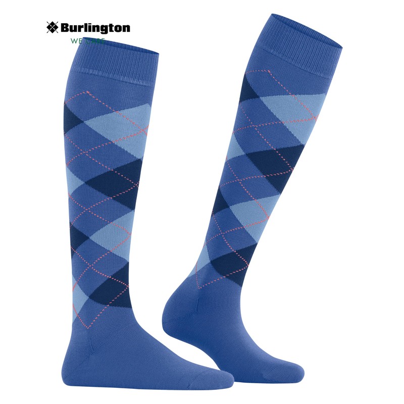 Burlington Marylebone Knee Socks Opaque Warming Effect Virgin Wool, Blue