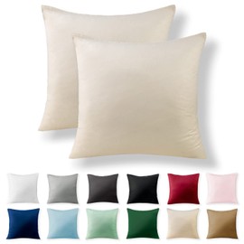 Alreya Set of 2 Renforcé Cushion Covers 80 x 80 cm - 100% Cotton with YKK Zip, Super Soft Pillowcase 80 x 80 cm, Pillow Slip, Beige, Cushion Cover Only