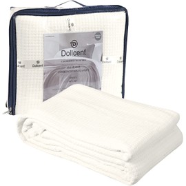 DOLLCENT 100% Cotton King Size Blanket for Bed, Premium Soft Combed Lightweight Blankets, Washed Breathable Cozy Bed Throw Blanket, Ivory King Cotton Blankets for All Season: Ivory (108"x90")