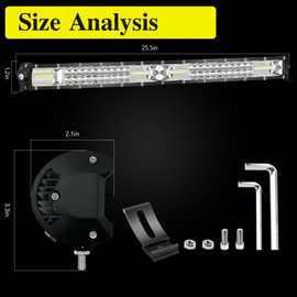 LED Light Bar Kits - 25 Inch Slim Light Bars with 4 Inch LED Pod Lights&Wiring Harness,12V 24V Spot Flood Combo Fog Lights Driving Work Lights for ATV UTV Trucks Tractor Pickup Cart SUV