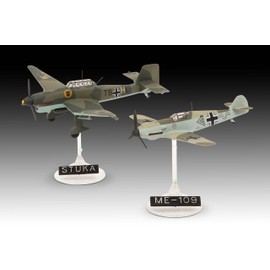 Revell 73770 Starter Kit Messerschmitt Bf109E & Ju87B Stuka 1/144 Scale Unbuilt Plastic Model Kit with Accessories