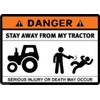 Danger Stay Away from My Tractor Sticker Bumper Sticker