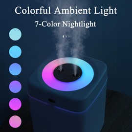 Top Fill Humidifiers for Bedroom, 3L Cool Mist Humidifier with Color Nightlight, 36h Runtime Air Humidifier, Easy to Fill Humidifiers for Bedroom Baby for Baby Nursery & Plant