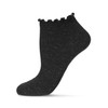 MeMoi - Calcetines de corte bajo con puños festoneados, Negro
