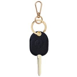 ANHBKAR Leather Keys Sleeve for Broken Car Key Loop Replacement - Cute Keychain Cover - Protector, Holder for Men & Women (Small - Black 02)