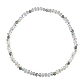 A-Ha Stretch Bead Ankle Bracelet Anklet - Iridescent White (A41)