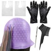 Punched Hole Silicone Highlight Hair Cap with Needle and Hair
