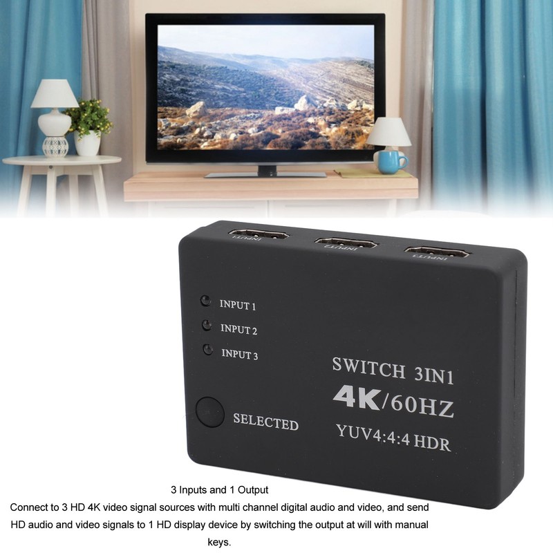 3 in 1 Out HD Multimedia Interface Switch 4K 60HZ