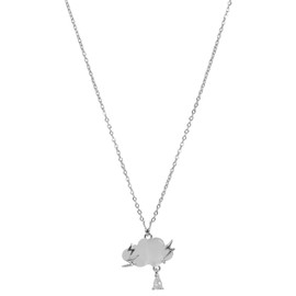 Trendy Dainty Silver Plated White Cloud Western Korean Chain Necklace Jewellery Gift