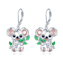 Koala Drop Earrings for Women 925 Sterling Silver Koala Bear Dangle Earrings Koala Jewelry Gift(Koala Earrings)