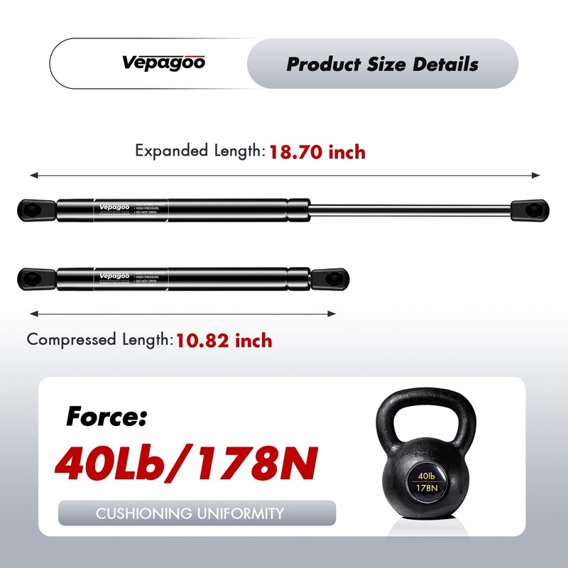 C1620651 18.5" 40 Lb Gas Strut Shock Spring Lift Support