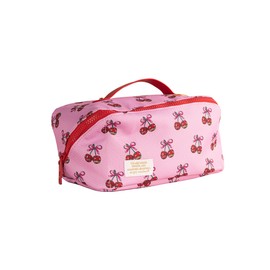 Simply Southern Cosmetic Bag, Fully Lined, 4 Interior Pockets (Cherry - Pink)