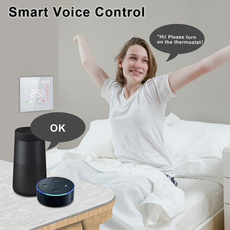 Smart Tuya WiFi Thermostat Voice Control 16A Digital Programmable LCD