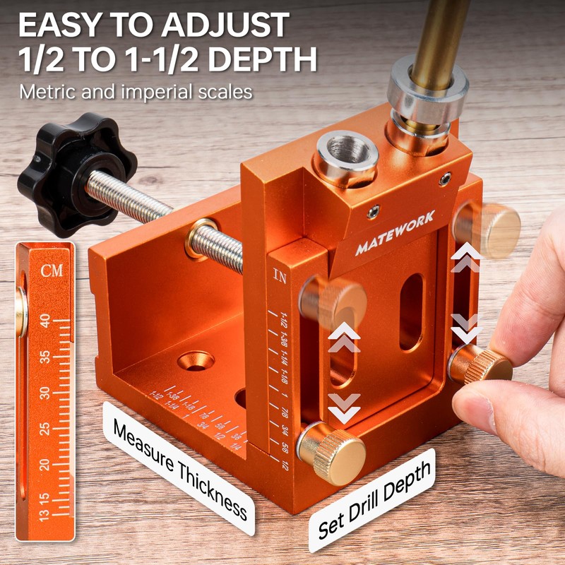 Pocket Hole Jig Kit, Matework Adjustable Pocket Hole Jig System