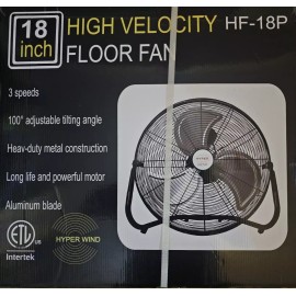 Hyper Wind 18" 3-Speed High Velocity Heavy Duty Metal Industrial Floor Fan Quiet