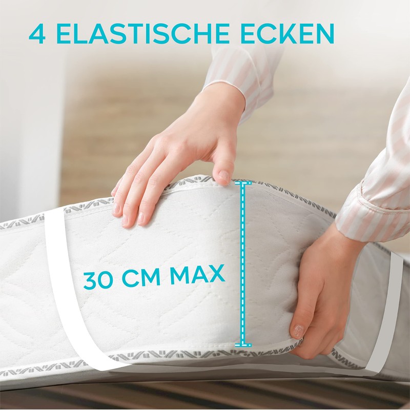 Twinzen Waterproof Mattress Protector, 140 x 200 cm, Oeko-Tex Certified,
