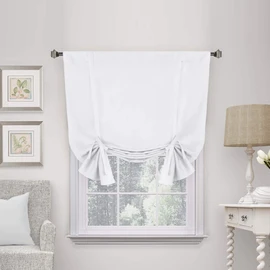 H.VERSAILTEX Pure White Curtain Thermal Insulated Tie Up Window Shade Light Blocking Curtains for Bathroom, Rod Pocket Panel- 42in Wide by 63in Long
