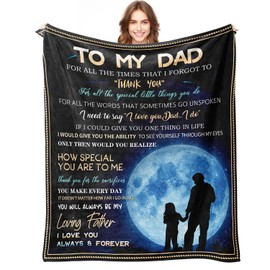 Dad Blanket Gifts for Dad from Daughter or Son - to My Dad 50" X 60" Soft Throw Blanket - Christmas Birthday Present for Dad Who Has Everything New Dad Gift