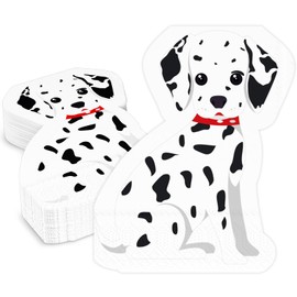 DYLIVeS Spotted Dog Shape Napkins, Fire Dog Dinner Napkins Disposable Birthday Paper Dessert Luncheon Cute Cocktail Napkins for Kids Birthday Party Decorations Firefighter Party Supplies, 50 Pack