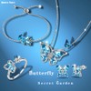 Aurora Tears Butterfly Necklace/Earrings/Rings/Bracelets Set 925 Sterling Sliver March Birthstone