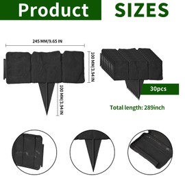 Garden Landscape Edging Borders No Dig,Lawn Edging for Landscaping,Interlocking Lawn Edging,Plastic Fencing Lawn Border,Imitation Stone Fence for DIY Outdoor Patio Balcony Yard Landscaping (20, Black)