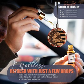 @Woodoo.Ukraine Wood Car Air Freshener — Handcrafted Car Air Freshener — Charming Fragrance Oil Diffuser in Wooden Gift Box — American Flag Hanging Car Air Freshener, Ocean Breeze Fragrance Oil 10 ml