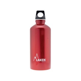 LAKEN Futura Water Bottle with Narrow Mouth, Single Wall Lightweight Aluminum BPA Free, Leak-Proof Screw Cap, 0.6L, Red