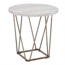 Steve Silver Rowyn Engineered Wood/Faux Marble Top End Table in Gray