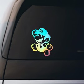Jumping Mario Sticker Vinyl Decal Notebook Car Window Laptop 4.5" x 6" | Holographic |