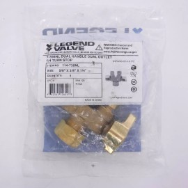 Legend Valve 114-730NL 5/8'' x 3/8'' x 1/4'' Dual 1/4 Turn Angle Stop Valve